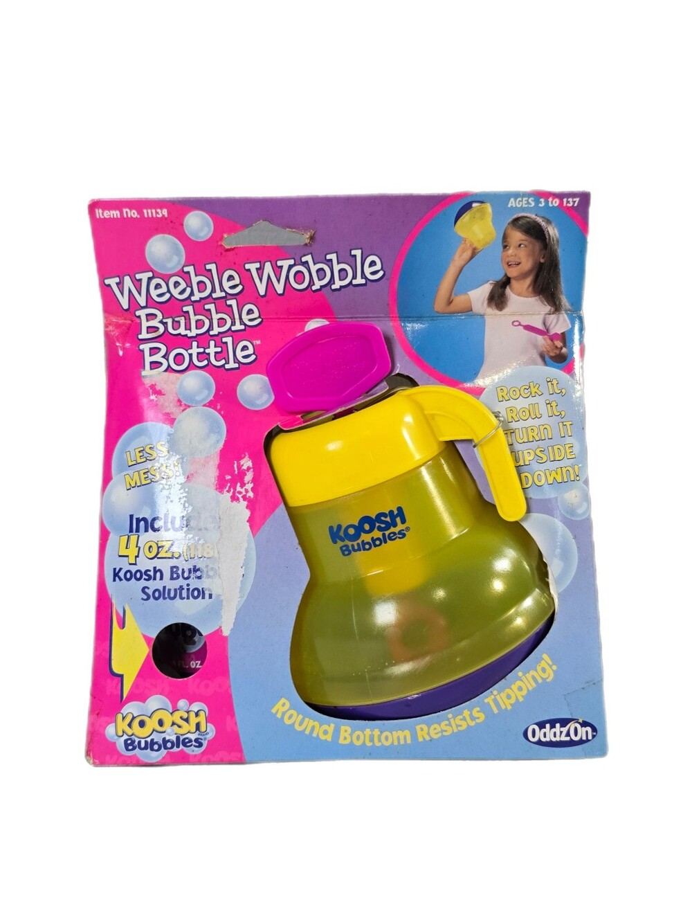 Vintage 2000 Weeble Wobble Bubble Bottle Koosh Bubbles Oddz On Hasbro *NEW* read